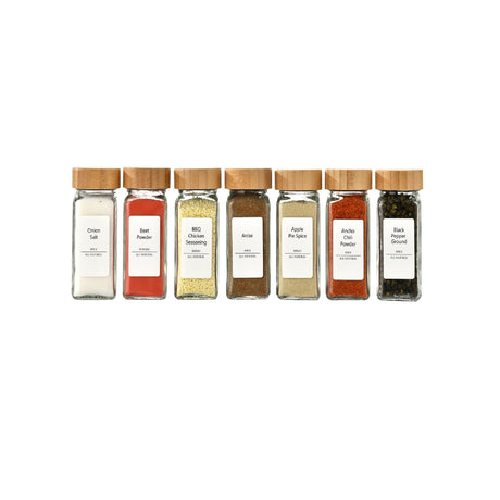 8 Piece Glass Storage Jars Set | 120ml Each | Includes Funnel, Pen, Stickers & Washing Brush | Sealed & Moisture-Proof Spice Jars- Furaha Finds Kenya