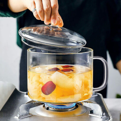 Glass Heat Resistant Cooking Pot with Handle | 1500ml | Oven & Microwave Friendly | Lead-Free and Non-Toxic- Furaha Finds Kenya