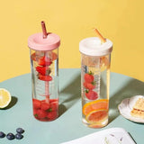 Cute 700ML Water Bottle with Foldable Straw | Portable Fruit Tea Infuser Cup | Built-in Filter for Outdoor & Office Use
