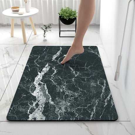 Furaha Finds Marble-Like Antislip Absorbent Bathroom Mat made of rubber. Instantly absorbs water and dries quickly