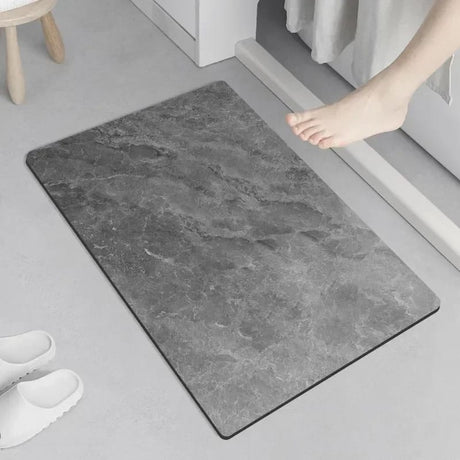Furaha Finds Marble-Like Antislip Absorbent Bathroom Mat made of rubber. Instantly absorbs water and dries quickly