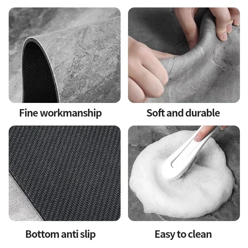 Furaha Finds Marble-Like Antislip Absorbent Bathroom Mat made of rubber. Instantly absorbs water and dries quickly