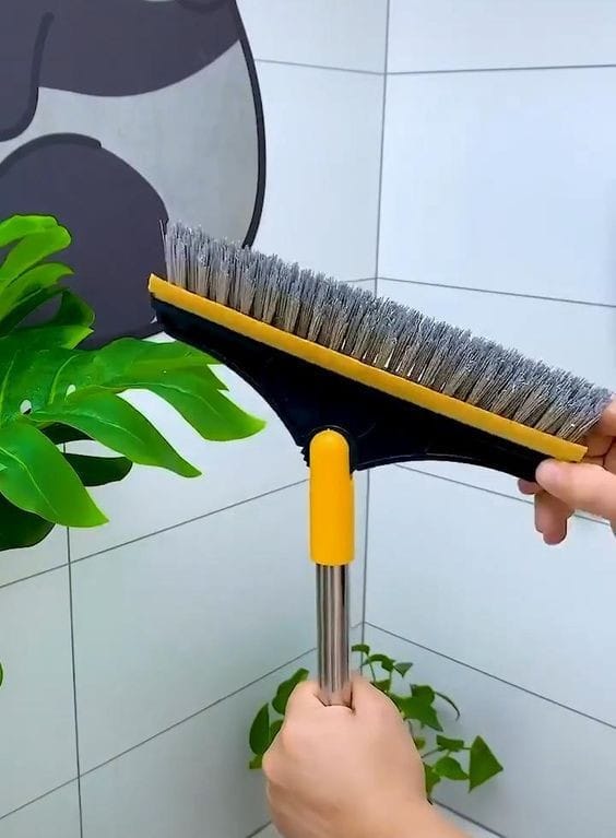 Furaha Finds 2 in 1 V-Shape Magic Broom and Squeegee. Lightweight plastic cleaning tool for wet and dry cleaning. Perfect for kitchens, bathrooms, and pool decks.