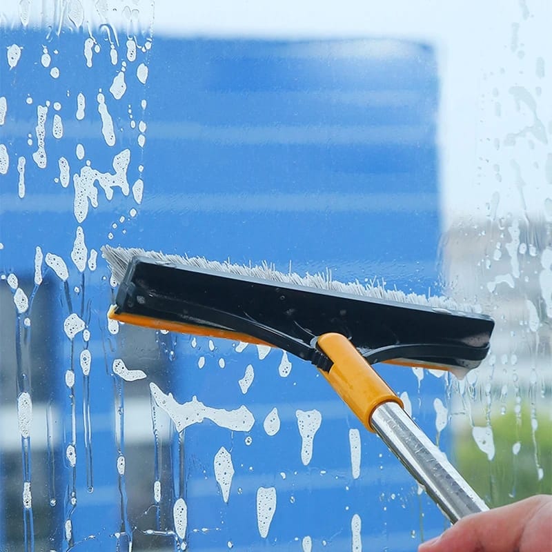 Furaha Finds 2 in 1 V-Shape Magic Broom and Squeegee. Lightweight plastic cleaning tool for wet and dry cleaning. Perfect for kitchens, bathrooms, and pool decks.