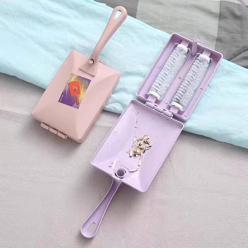 Handheld Carpet Cleaning Brush  Double Roller Style Sweeper for Quick Clean-Up