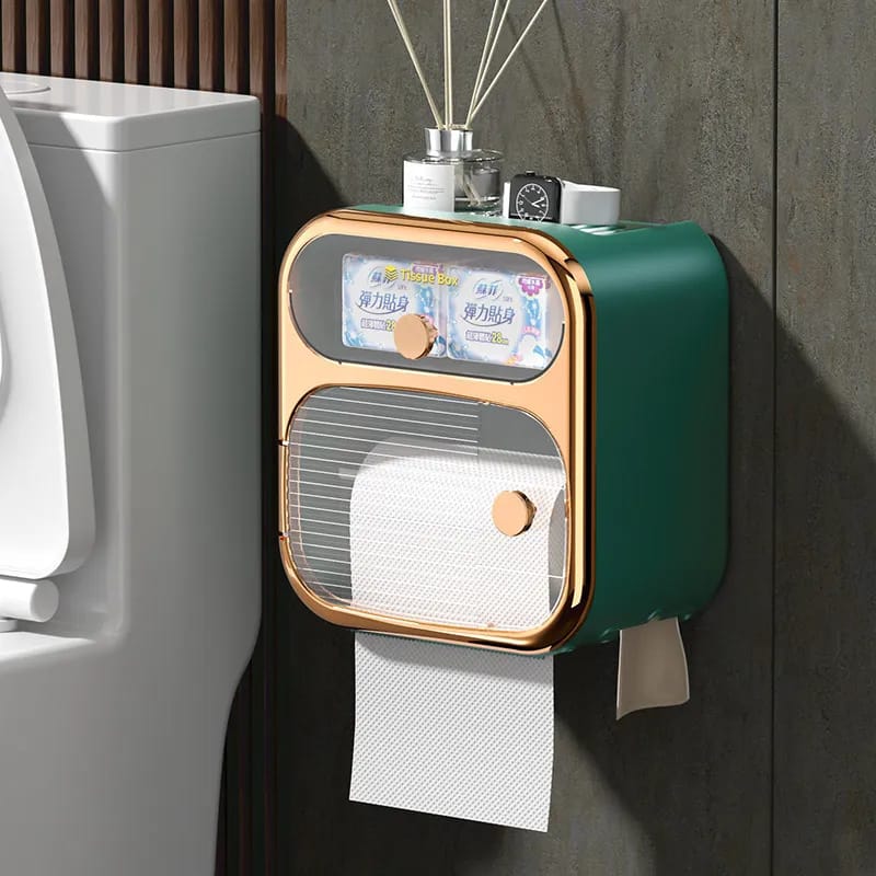 Furaha Finds Plastic Multifunction 2-Layer Wall Mounted Toilet Paper Box 