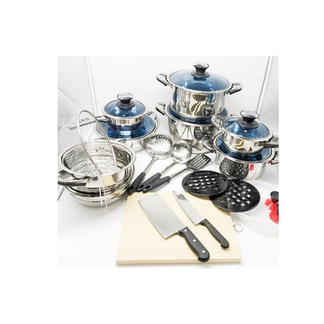 30 Piece Marwa Stainless Steel Cookware Set | Durable and Versatile Cookware for All Your Culinary Needs- Furaha Finds Kenya