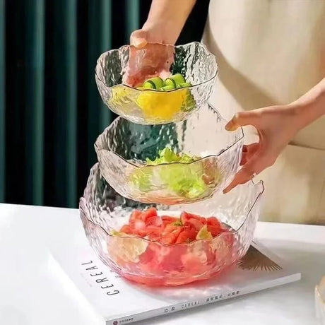 Furaha Finds Transparent Salad Bowl with Gold Rim 
