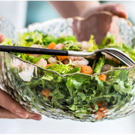 Furaha Finds Transparent Salad Bowl with Gold Rim 