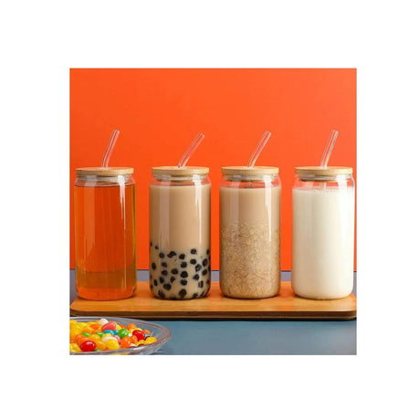 500ml Transparent Glass Cup with Lid and Straw | Versatile Drinkware for Bubble Tea, Juices, and More- Furaha Finds Kenya