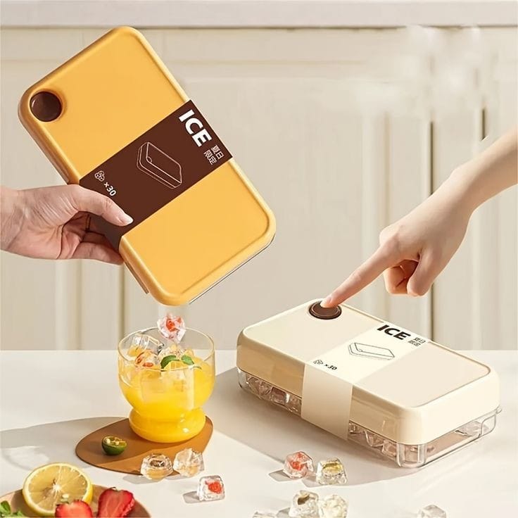 Household Silicone Ice Cube Maker with Press & Pour Mechanism
