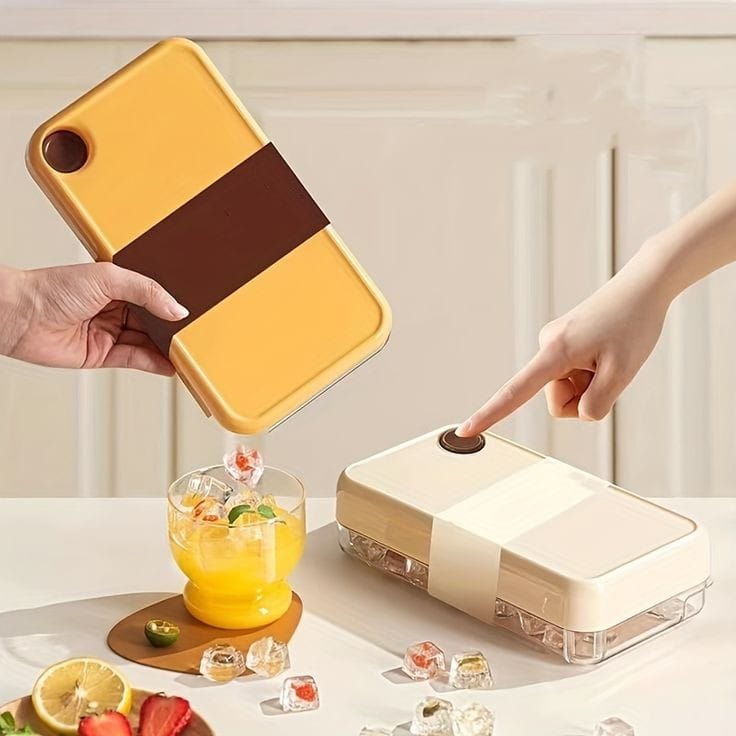 Household Silicone Ice Cube Maker with Press & Pour Mechanism