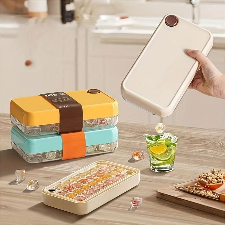 Household Silicone Ice Cube Maker with Press & Pour Mechanism