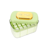 Furaha Finds food-grade press-type ice box with scoop. Includes stackable ice cube tray, storage box, lid, and scoop for fresh, odor-free ice. Dishwasher safe and easy to use.