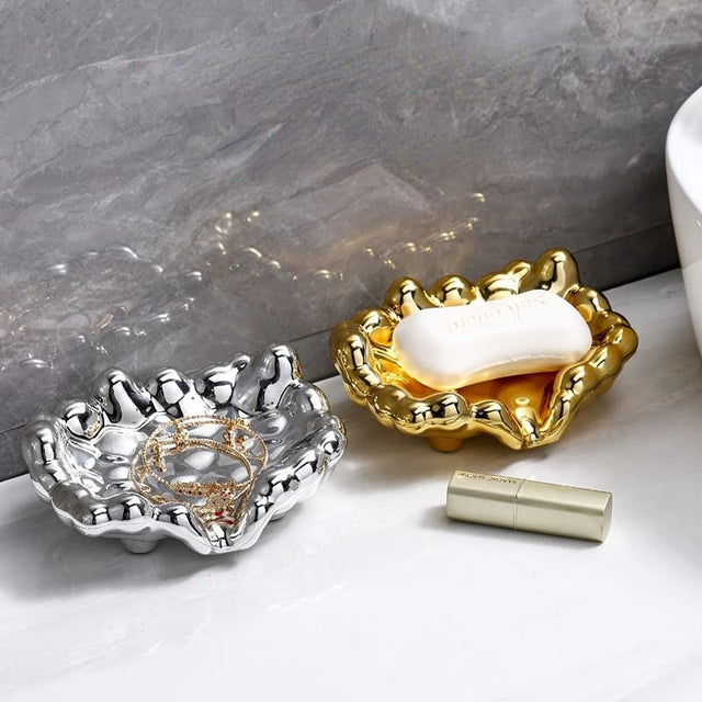 Furaha Finds Quick Drain Golden/Silver Color Soap Dish 