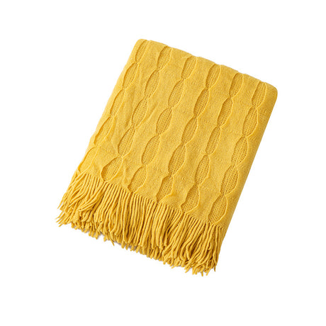 Solid Tassel Blanket Acrylic Cashmere Soft Comforter Cover Jacquard Knit Home Decor Throw Blanket