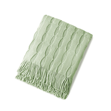 Solid Tassel Blanket Acrylic Cashmere Soft Comforter Cover Jacquard Knit Home Decor Throw Blanket