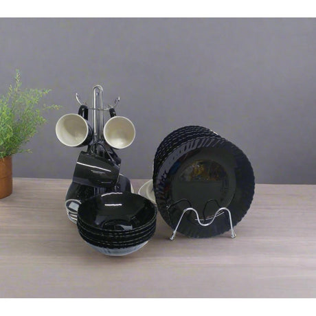 8 Piece Dinner Set | Includes 6 Dinner Plates, 6 Cups, and 6 Bowls | Elegant Ceramic Dining Set- Furaha Finds Kenya