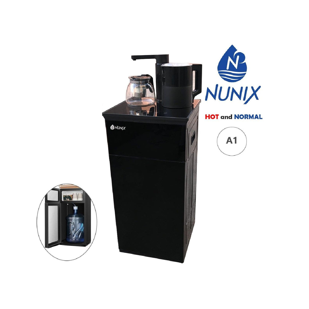 Nunix Bottom Loading Dispenser A1 | Hot & Normal Water Dispenser for Home and Office