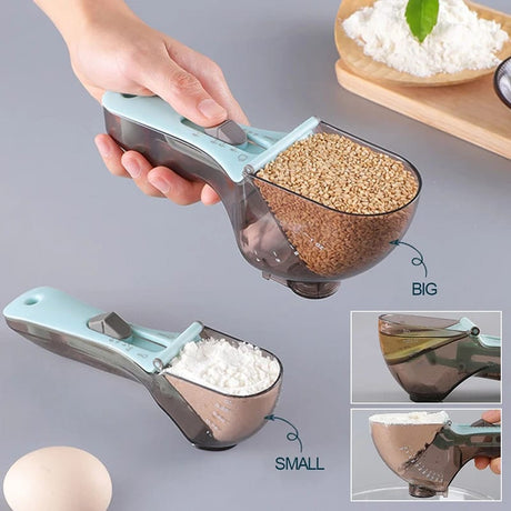 Large Adjustable Graduated Measuring Cup Kitchen Tool | Plastic Spoon Measuring Cup for Baking, Cooking, Coffee, Sugar, and Salt- Furaha Finds Kenya