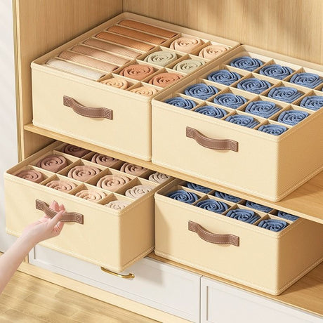 Partitioned Closet Organizer | Foldable Storage Box for T-Shirts, Leggings, Socks, and More | 44cm x 47cm x 20cm- Furaha Finds Kenya
