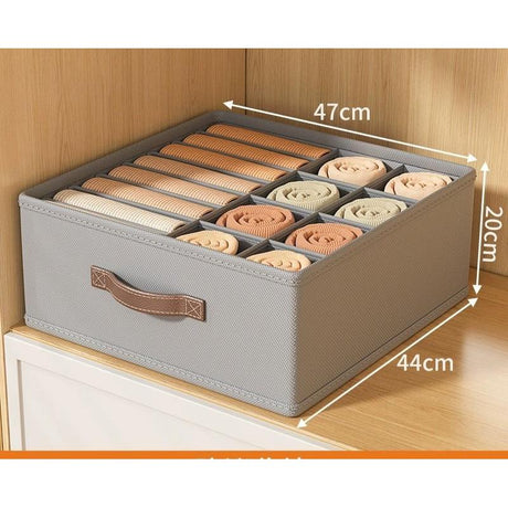 Partitioned Closet Organizer | Foldable Storage Box for T-Shirts, Leggings, Socks, and More | 44cm x 47cm x 20cm- Furaha Finds Kenya