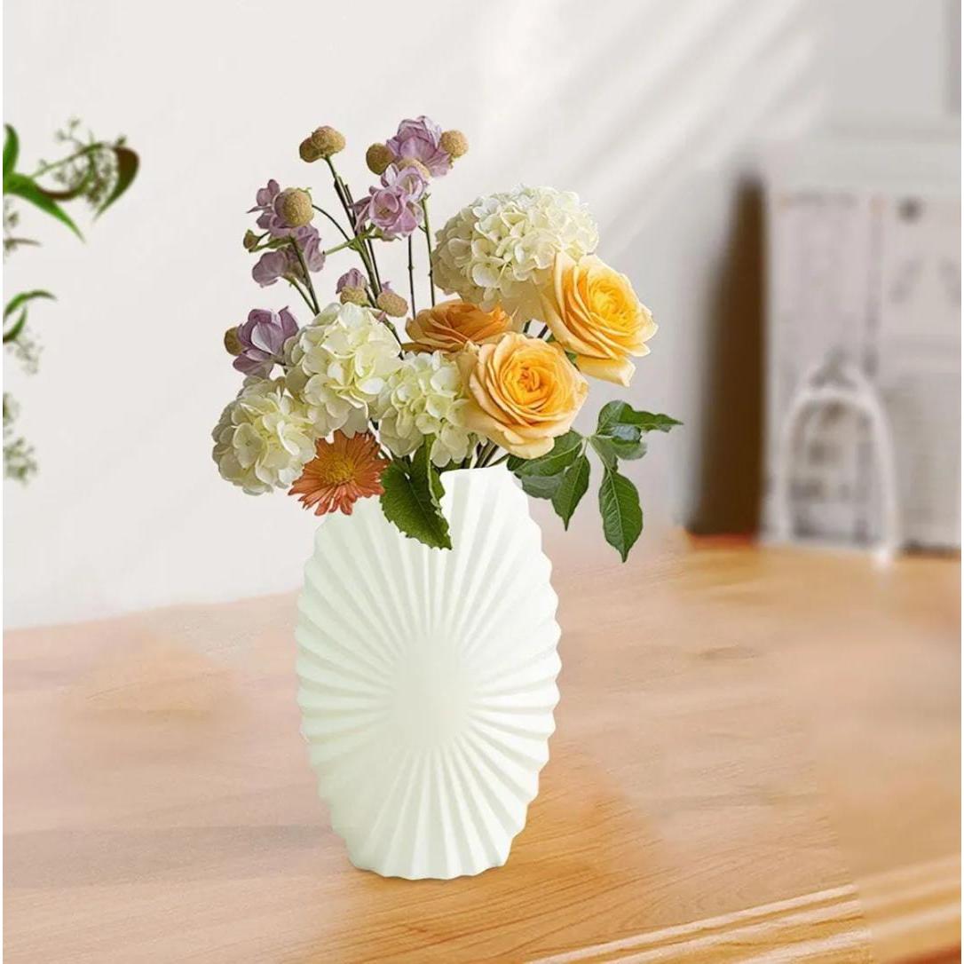 Simple NonBreakable Flower Vase | Durable White Decorative Vase for Home & Office