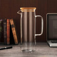 Heat Resistant Glass Jug with Airtight Bamboo Lid | 1.2L Clear Glass Beverage Pitcher- Furaha Finds Kenya
