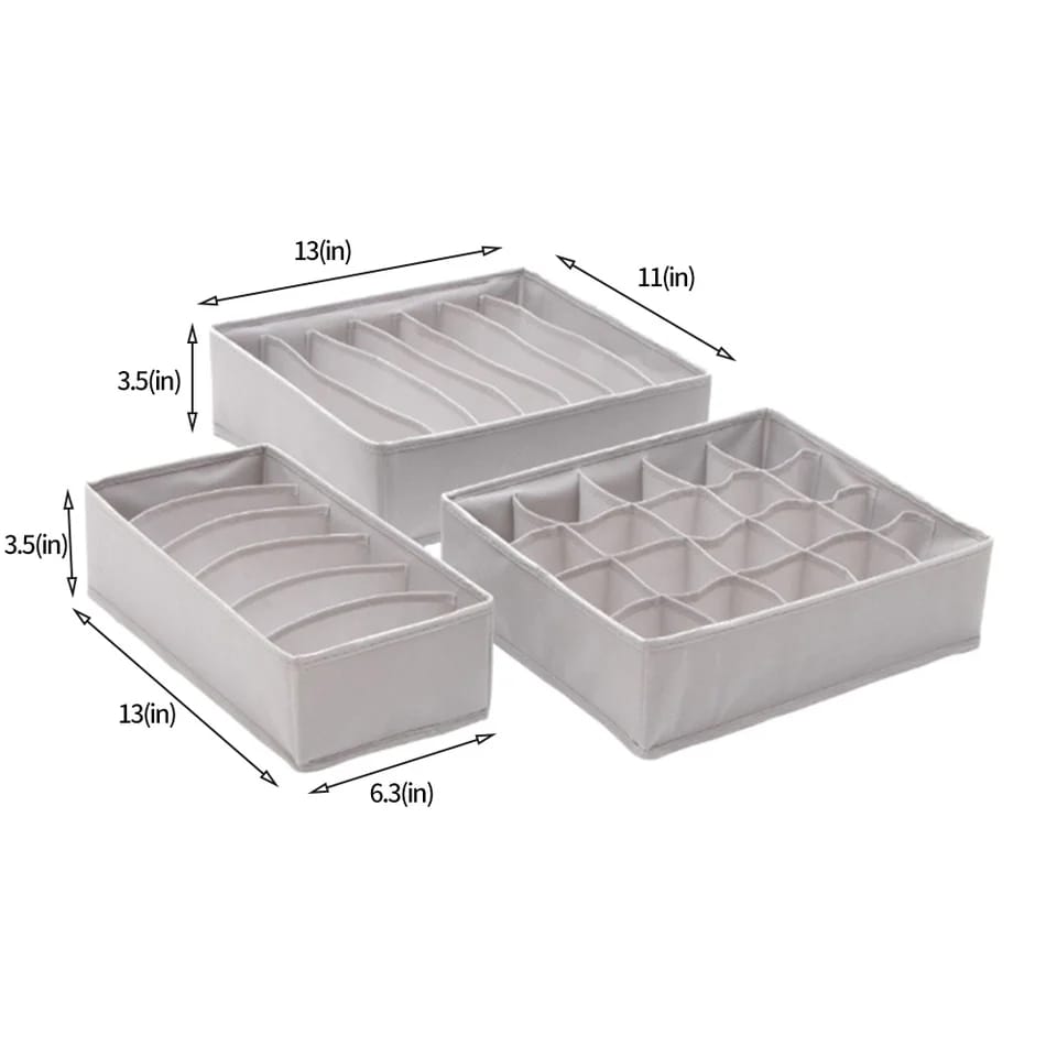 3pcs/Set Underwear Bra Organizer Storage Box | Drawer Closet Organizers Divider Boxes- Furaha Finds Kenya
