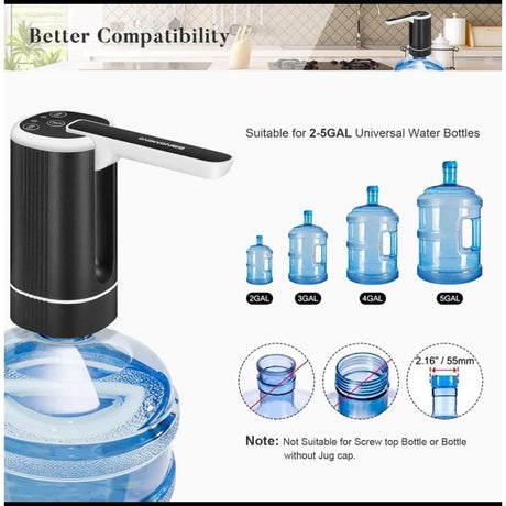 Portable Water Dispenser | Water Cooler Dispenser Pump for Camping, Family, and Office | Black & White- Furaha Finds Kenya