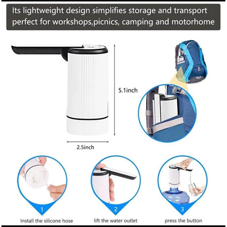 Portable Water Dispenser | Water Cooler Dispenser Pump for Camping, Family, and Office | Black & White- Furaha Finds Kenya