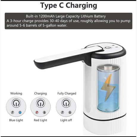 Portable Water Dispenser | Water Cooler Dispenser Pump for Camping, Family, and Office | Black & White- Furaha Finds Kenya