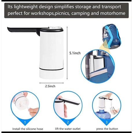 Portable Water Dispenser | Water Cooler Dispenser Pump for Camping, Family, and Office | Black & White- Furaha Finds Kenya
