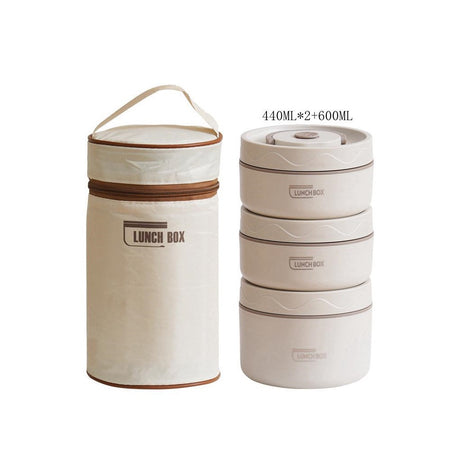 4 in 1 Insulated Lunch Set (2 Lunch Boxes + 1 Lunch Bag) | Stainless Steel Lunch Box Microwave Oven Circular Portable Minimalist Lunch Bo- Furaha Finds Kenya