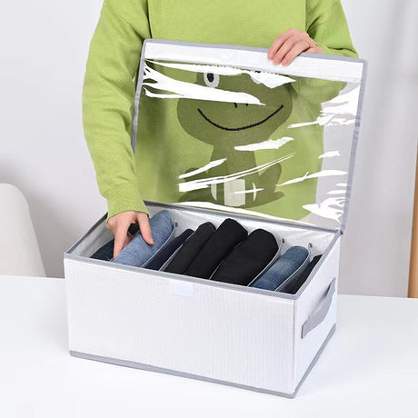 8 Grid Jeans Organizer with Lid | Foldable Clothes Storage Box | 42 x 26 x 20 cm- Furaha Finds Kenya