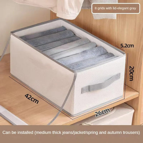 8 Grid Jeans Organizer with Lid | Foldable Clothes Storage Box | 42 x 26 x 20 cm- Furaha Finds Kenya