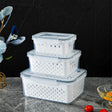 3 Piece Double Drain Basket Set Microwave & Refrigerator Storage Container for Fruits & Vegetables- Furaha Finds Kenya