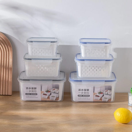 3 Piece Double Drain Basket Set Microwave & Refrigerator Storage Container for Fruits & Vegetables- Furaha Finds Kenya