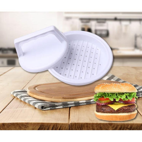 Hamburger Press Patty Maker White PVC Burger Press with (10.6cm Diameter)- Furaha Finds Kenya