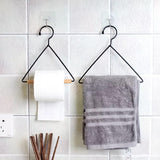 Multifunctional Nordic Geometric Design Wood & Iron Towel Storage Rack (Black)