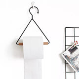 Multifunctional Nordic Geometric Design Wood & Iron Towel Storage Rack (Black)