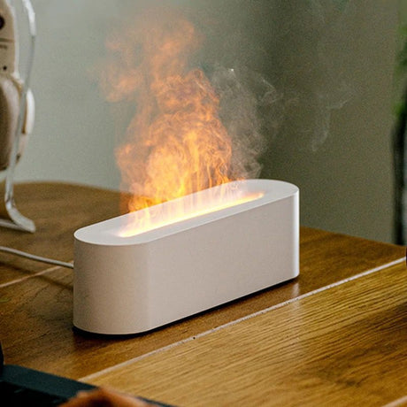 Furaha Finds Flame Aromatherapy Diffuser – Quiet USB air humidifier with realistic flame effect and essential oil compatibility.
