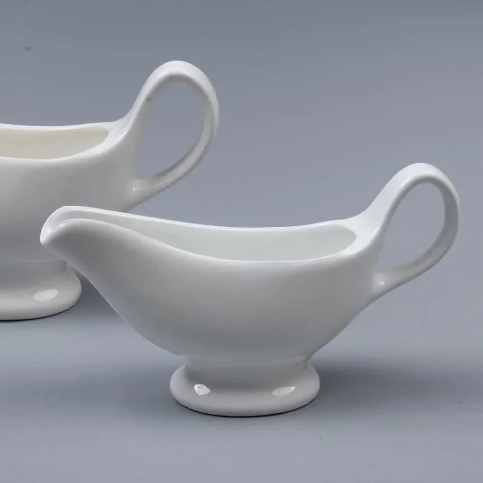 230ml Fine Porcelain Gravy Boat | White Ceramic Sauce Bowl