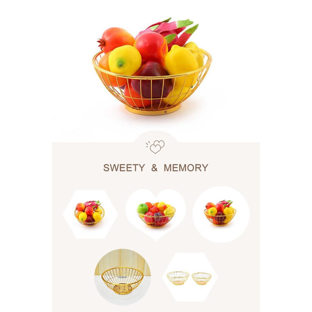 Gold Fruit Bowl with Bamboo Base- Furaha Finds Kenya