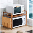 Wooden Multilayer Adjustable Microwave Stand Expandable Storage Shelf with Hooks & Chopping Board Holder