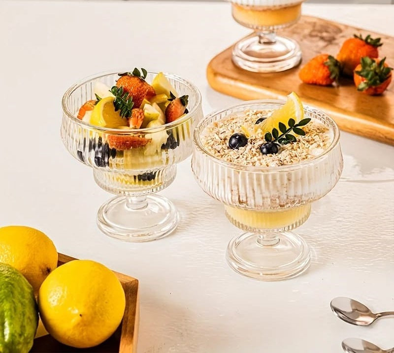 Furaha Finds Vintage-Style Ribbed Glass Dessert Cups