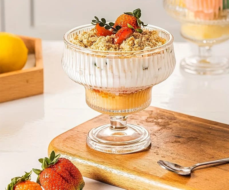 Furaha Finds Vintage-Style Ribbed Glass Dessert Cups