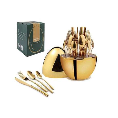 36pc Executive Egg Shaped Cutlery Set | Premium Rose Gold Stainless Steel Dinner Set with Oval Stand | Forks, Spoons, and Knives- Furaha Finds Kenya