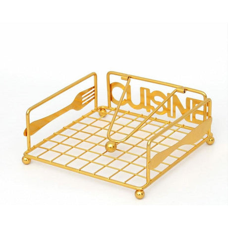 Gold Cuisine Metal Napkin Holder Stylish Napkin Stand for Lunch Napkins- Furaha Finds Kenya