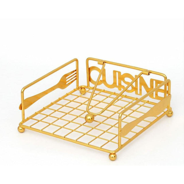 Gold Cuisine Metal Napkin Holder Stylish Napkin Stand for Lunch Napkins- Furaha Finds Kenya